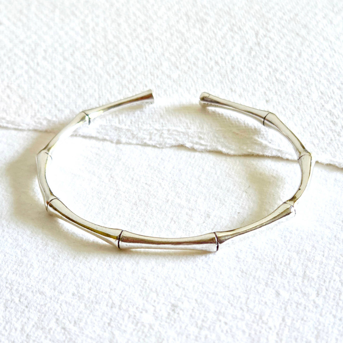 Silver bamboo classic handcast cuff bracelet