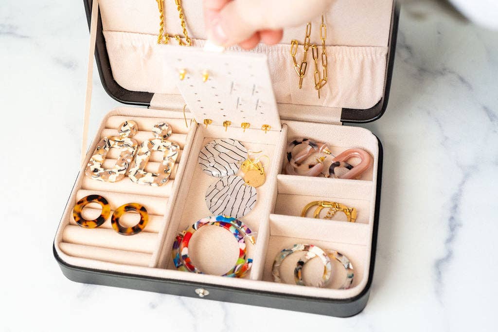 Jewelry Travel Case Box - Black // Gift, Storage