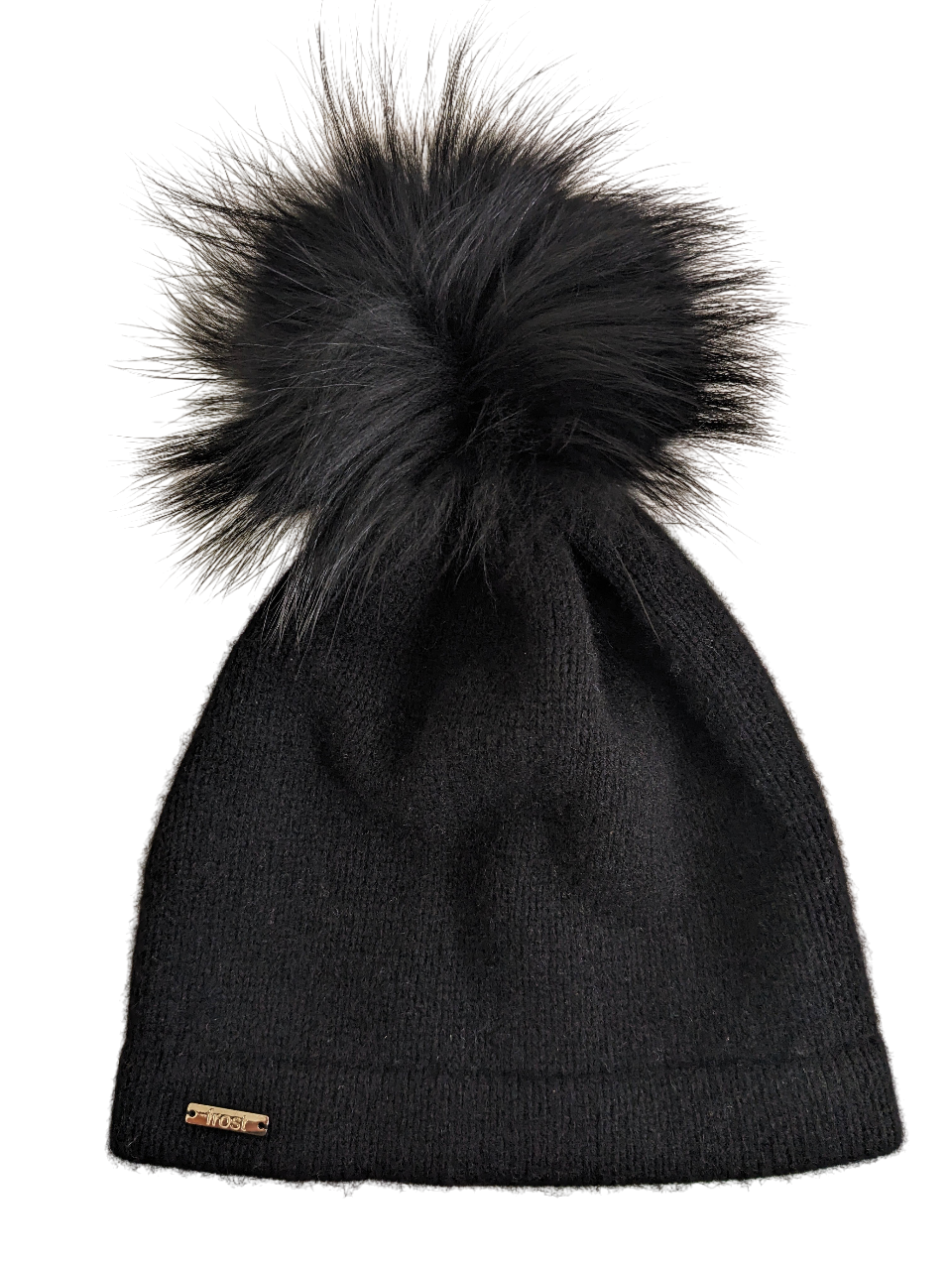 50% Cashmere 50% Merino Knitted Hat, Detachable Fur Pompom