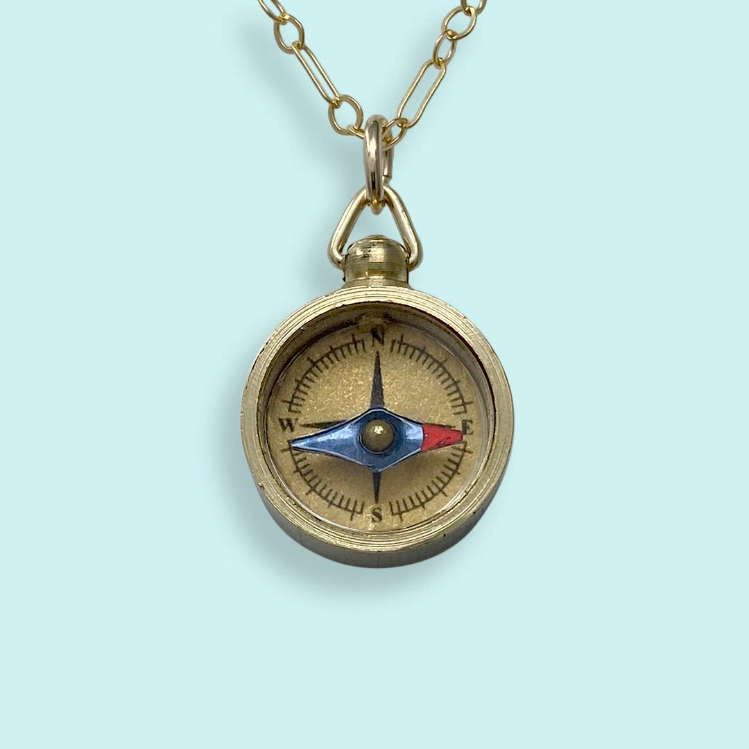 Tiny Compass Necklace - Gold Filled Chain