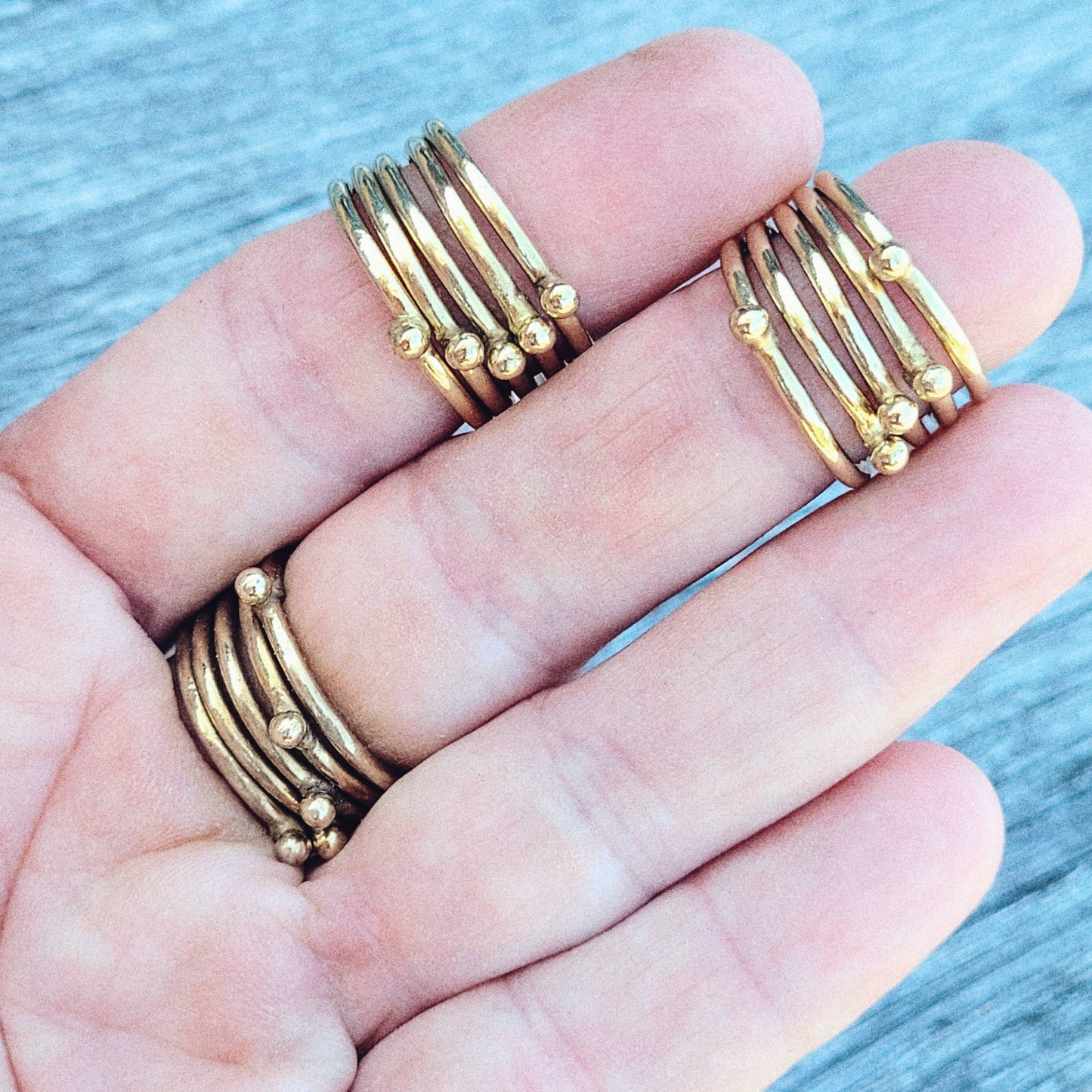 Brass stacking spinning handmade band ring