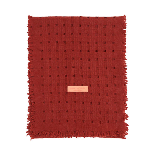 "Pixie" Eyelet Cashmere Scarf - Red