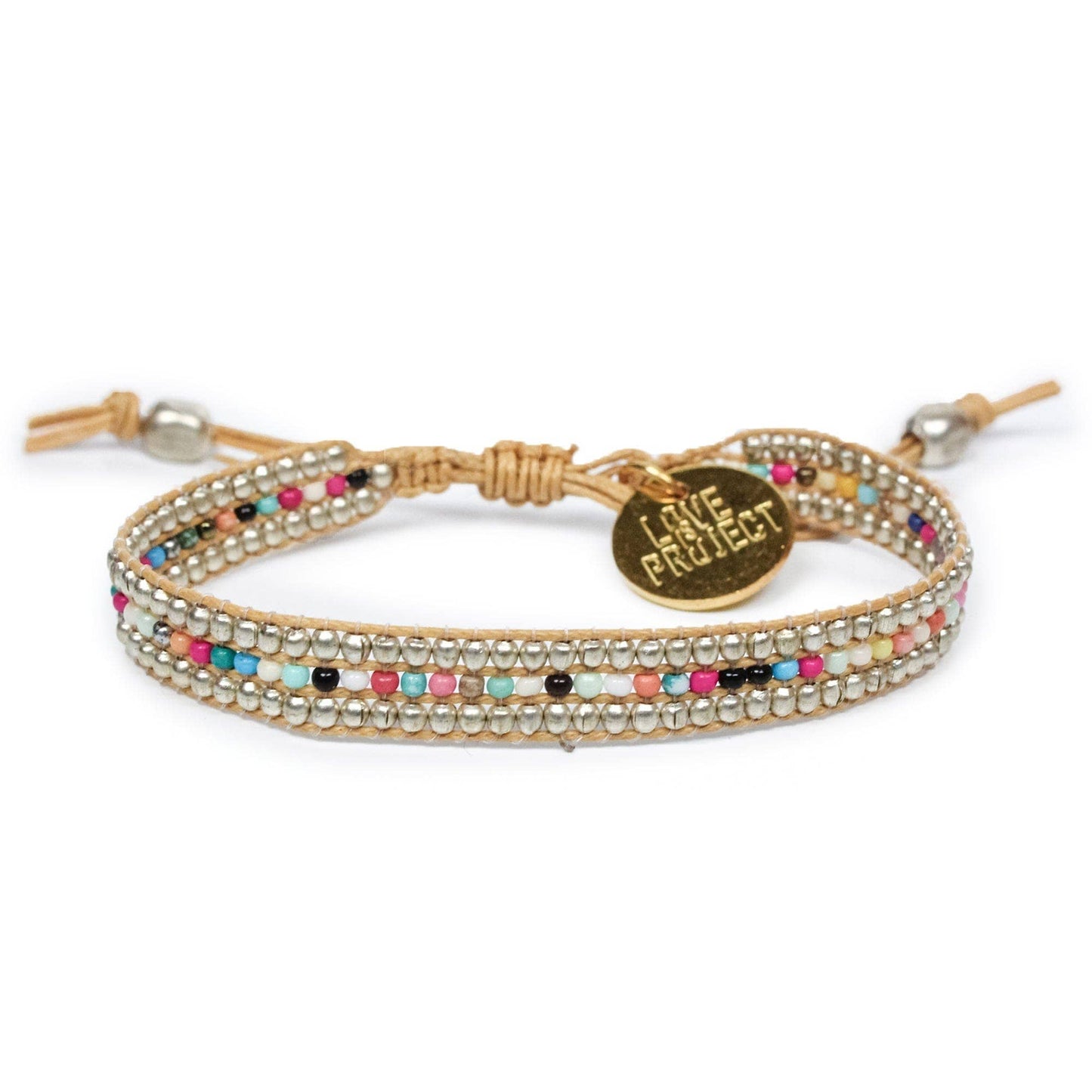 Skinny Silver Darjeeling Rainbow Bracelet SSDR
