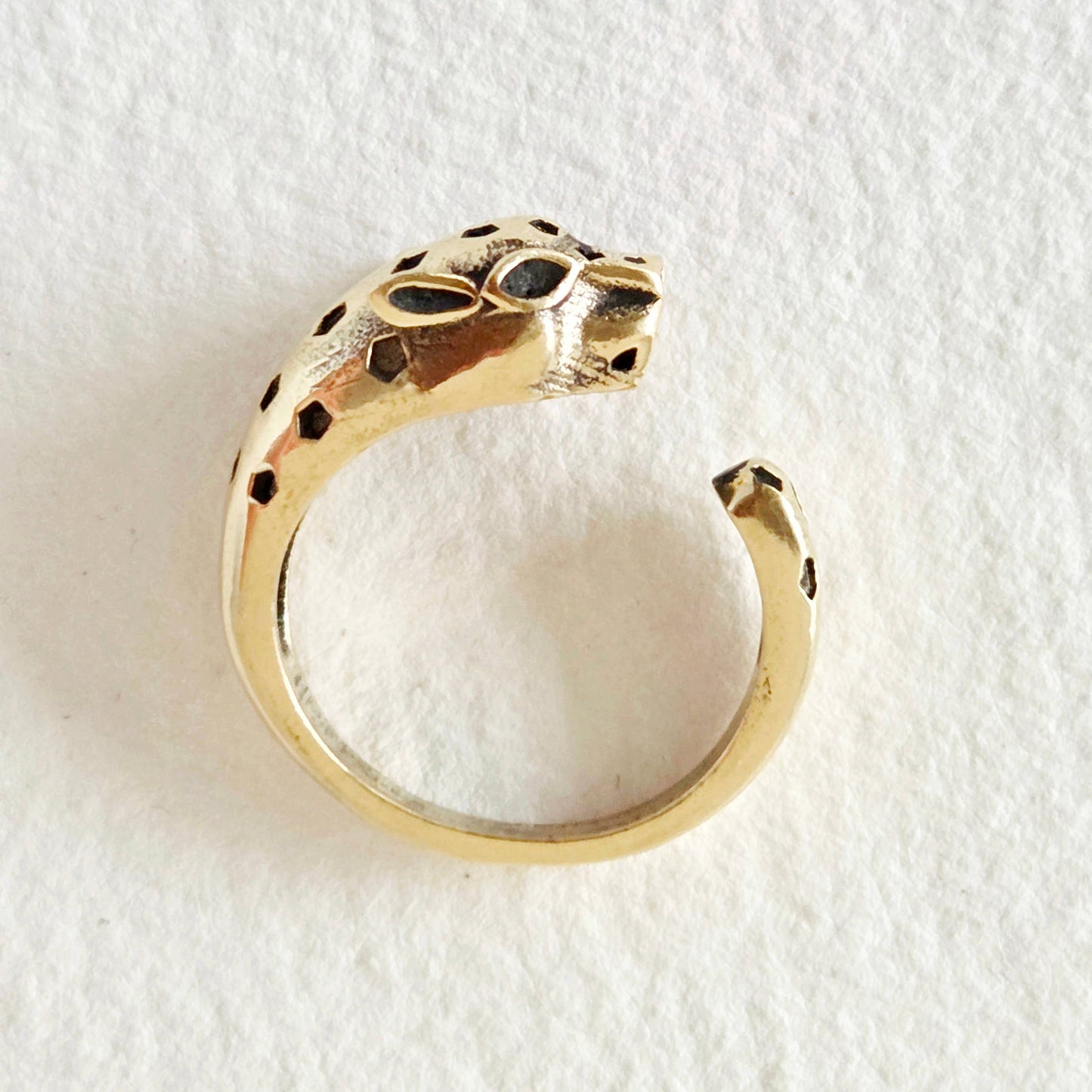 Brass tiger panther animal ring adjustable nature jewelry