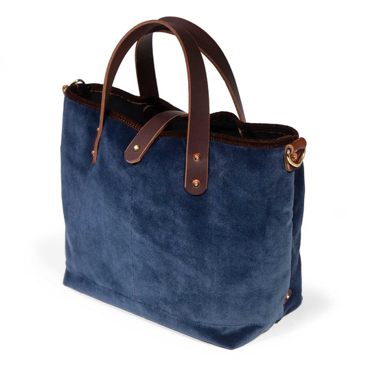 Luxe Velvet Mini Tote-Cadet Blue