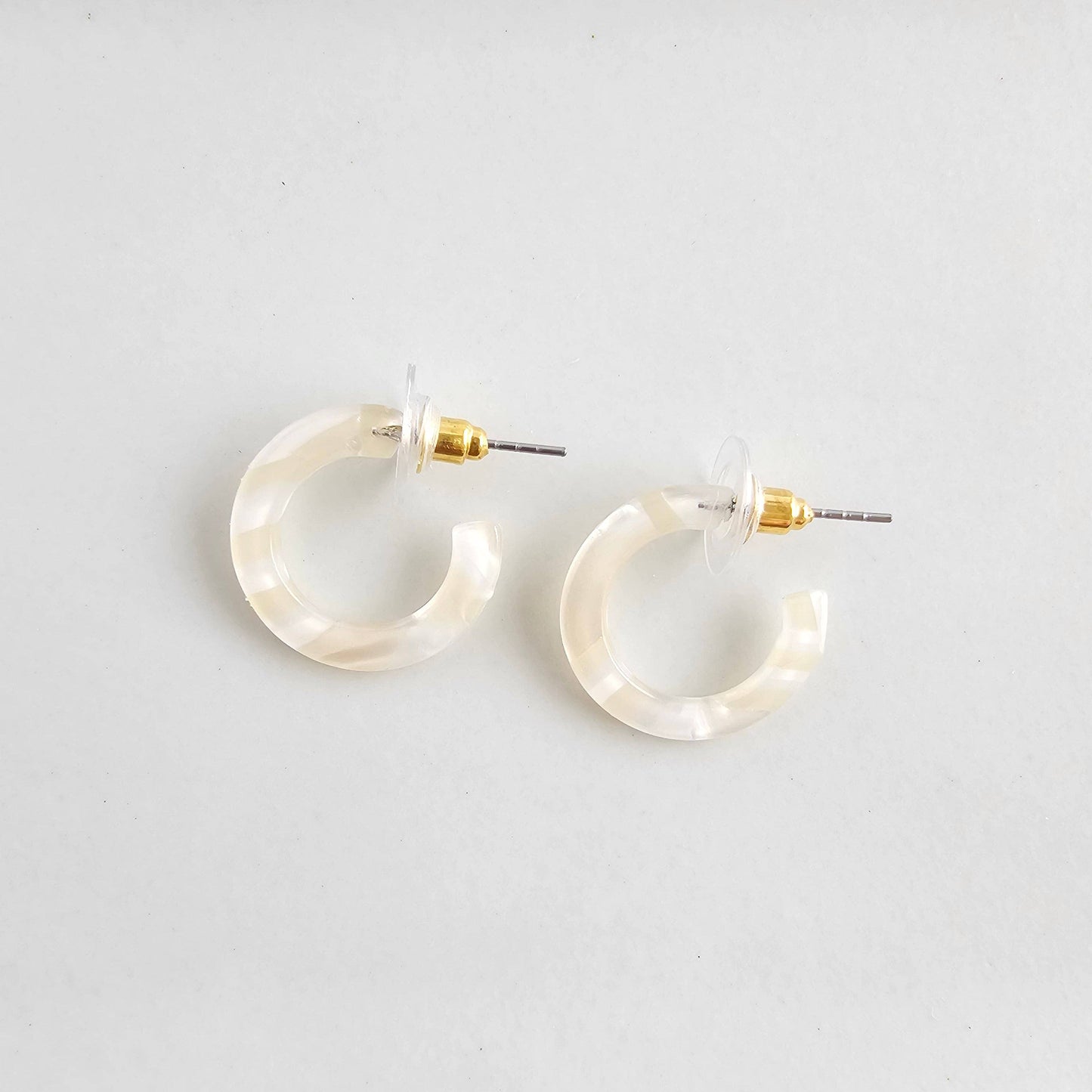 Micro Cam Mini Hoops - Ivory // Spring Summer Earrings