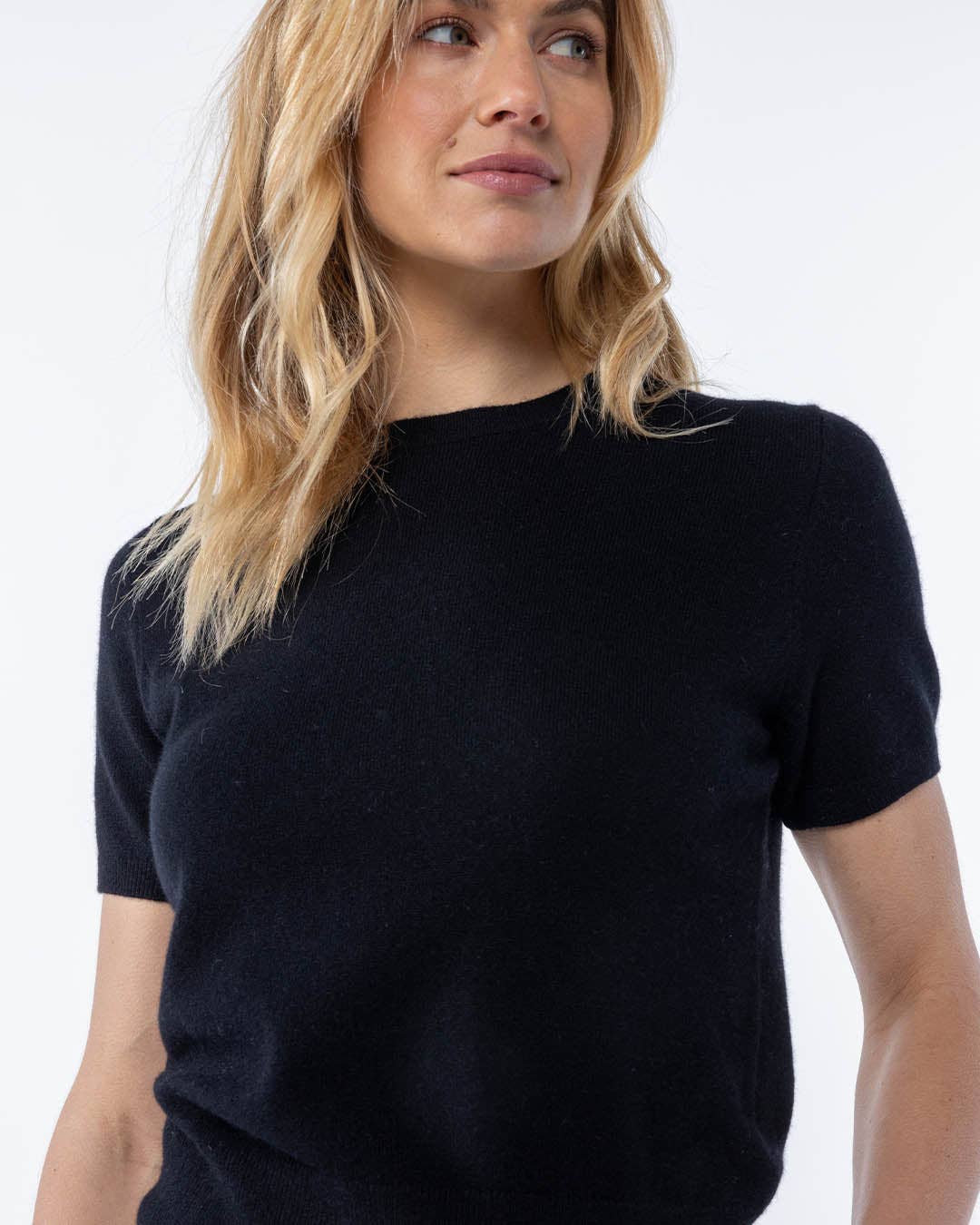 Short Sleeve Cashmere Crew | Black