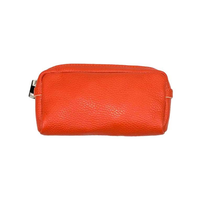 Women's High Quality Zippered Leather Toiletry Bag on Sale