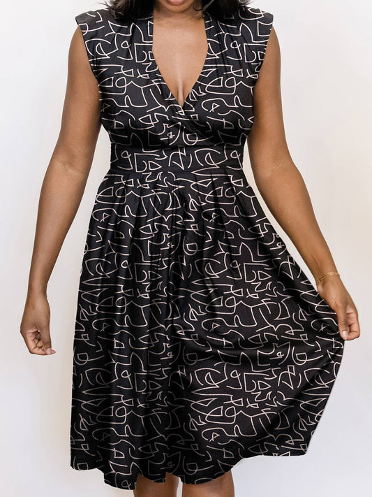 Lucille Dress Black Lines