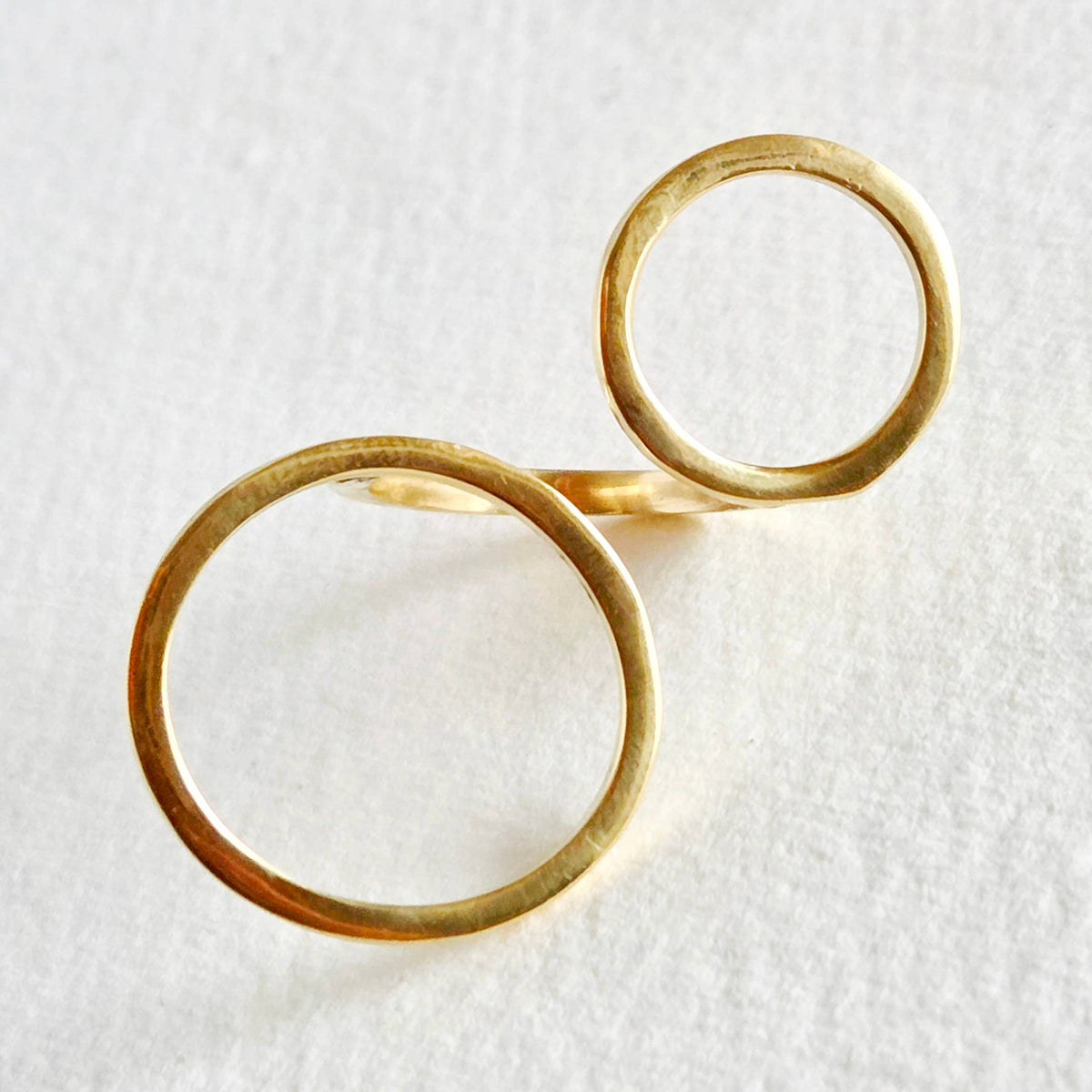 Brass ring open circle adjustable handmade double ring