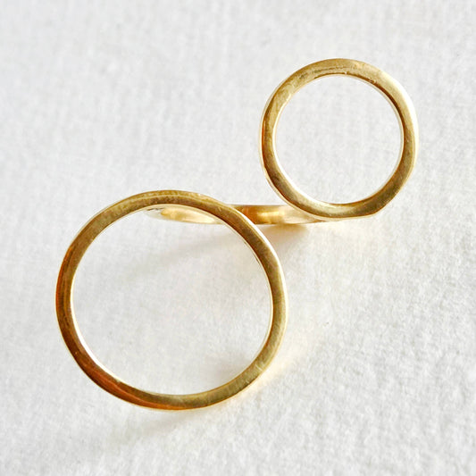 Brass ring open circle adjustable handmade double ring