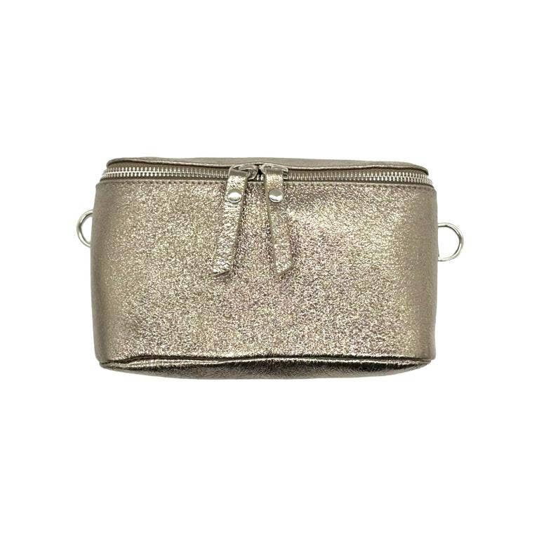 Italian Leather Metallic Crossbody/Waist Bag