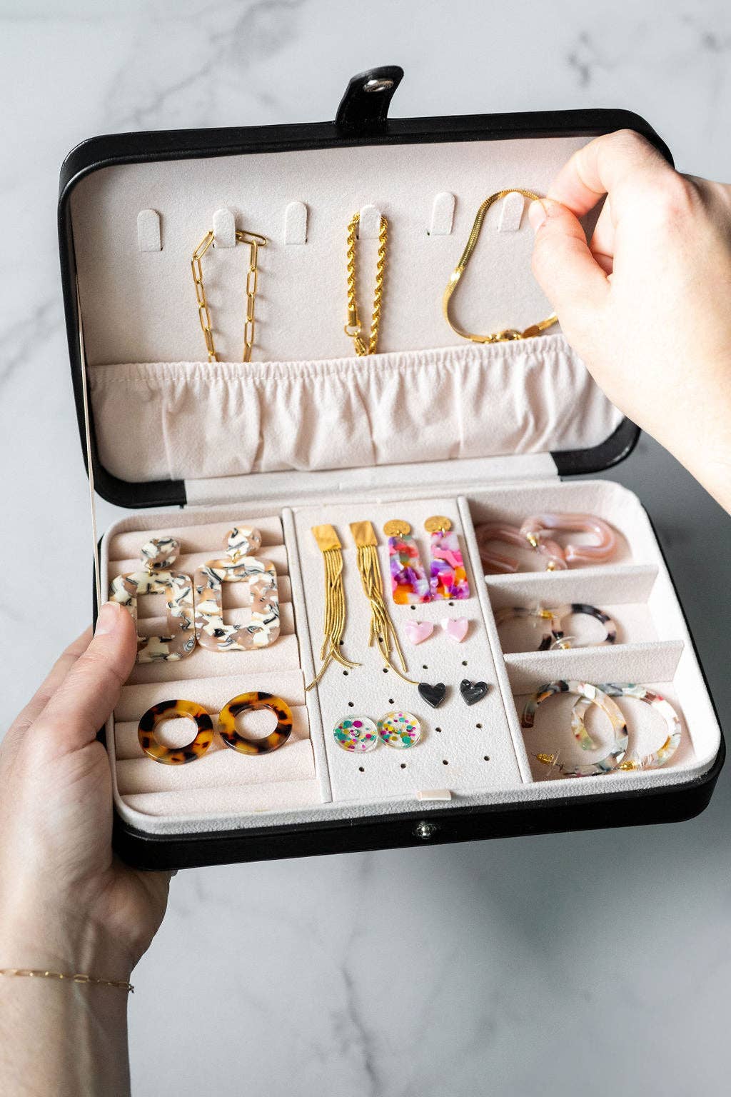 Jewelry Travel Case Box - Black // Gift, Storage
