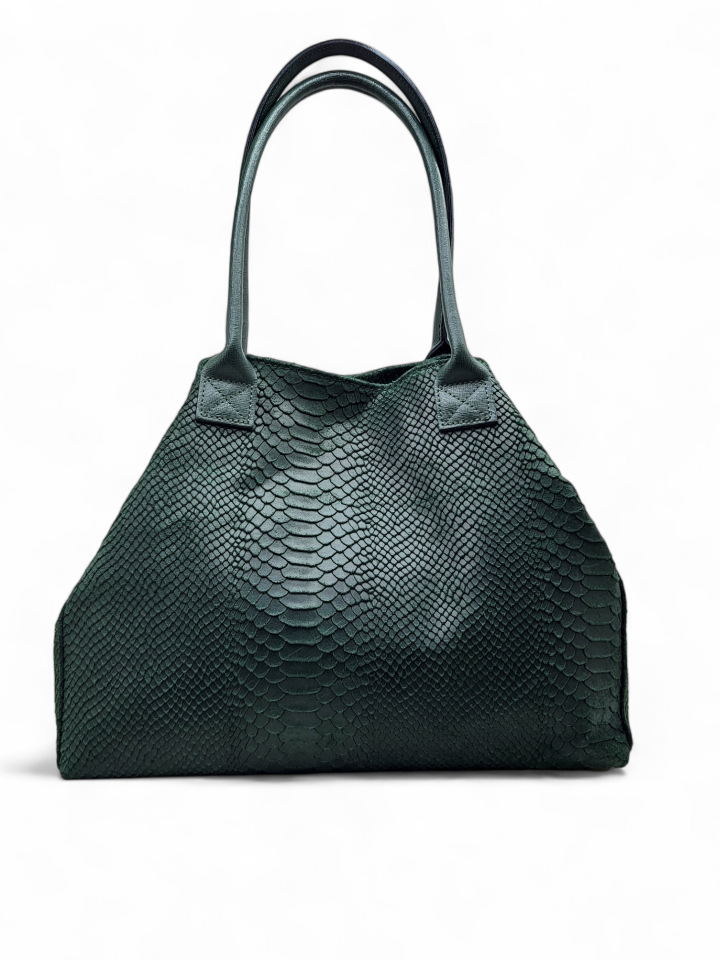 LOLA – Italian Python-Embossed Leather Bag – Emerald Green