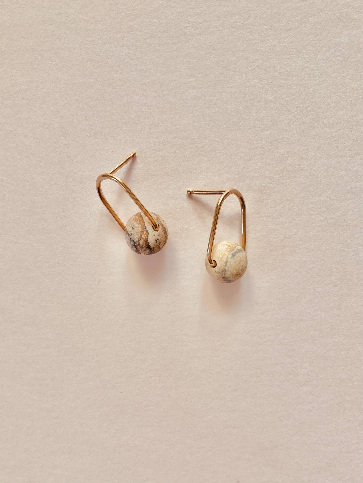Cove Stud - Minimal Gemstone Arc Frame Stud in Warm Tones