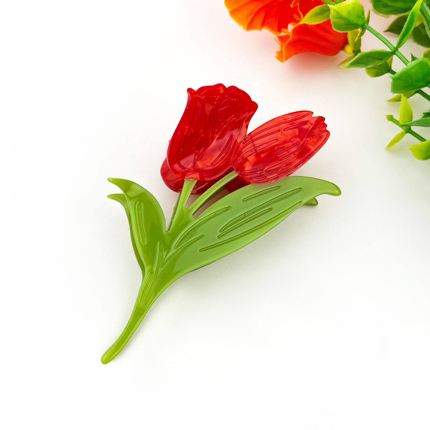 Double Tulip Acetate Claw Clip – Elegant Floral Hair Clip