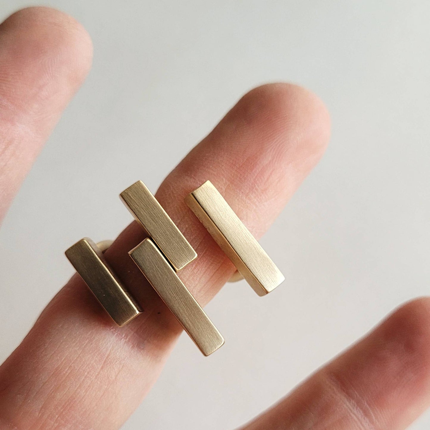 Modern brass rod ring handcrafted adjustable