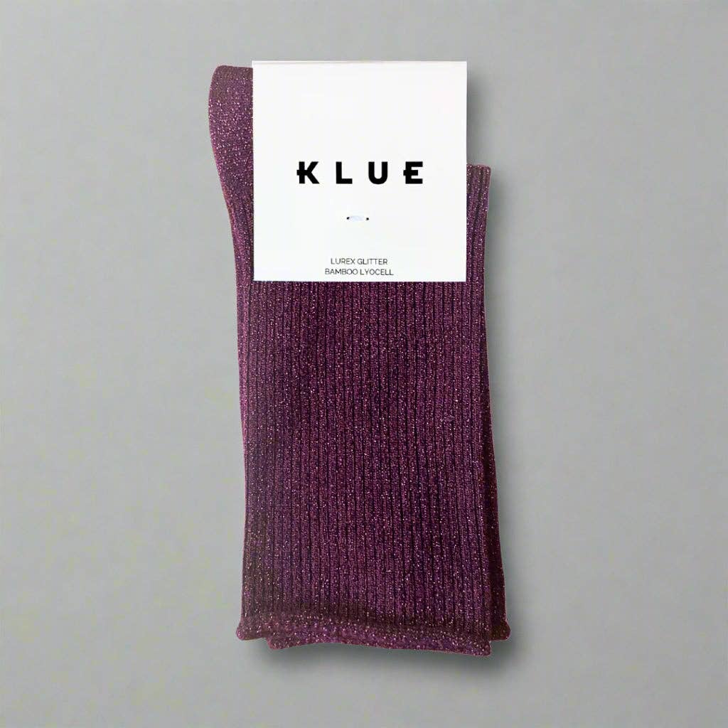 KLUE Glitter Lurex socks in eco-friendly Lyocell | Burgundy wine