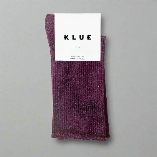 KLUE Glitter Lurex socks in eco-friendly Lyocell | Burgundy wine