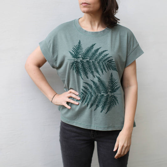 Fern Leaves Alpine Forest Women's Loose Fit Boxy Tee Green