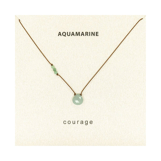 Aquamarine and Emerald Courage Necklace, Valentine's Day