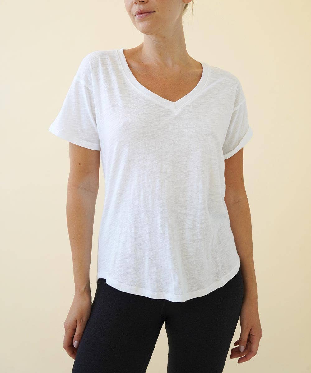 COTTON V NECK TOP