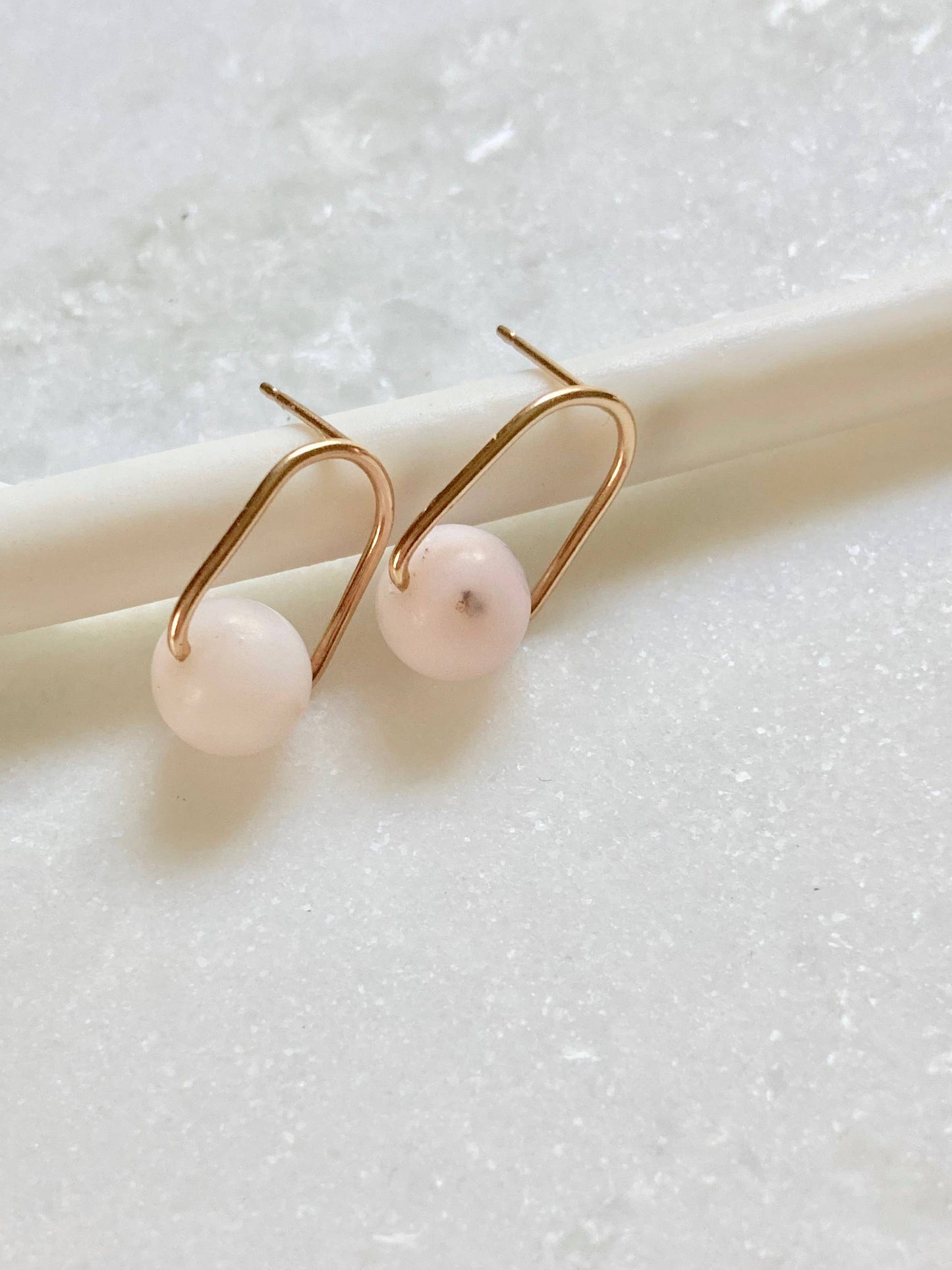 Cove Stud - Minimal Gemstone Arc Frame Stud in Warm Tones