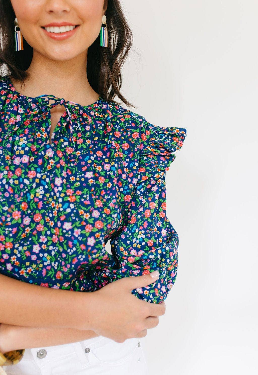 Navy Floral Naples Top