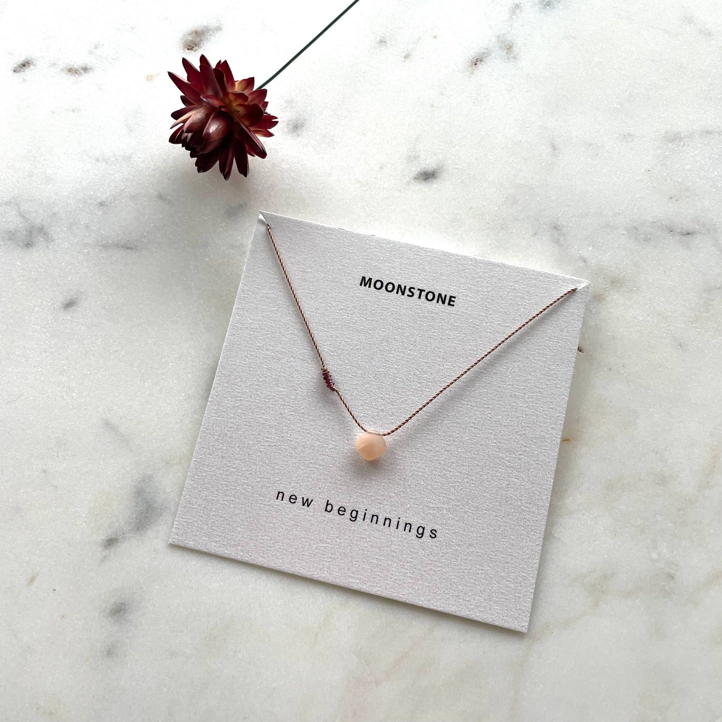 Peach Moonstone and Garnet New Beginnings Necklace