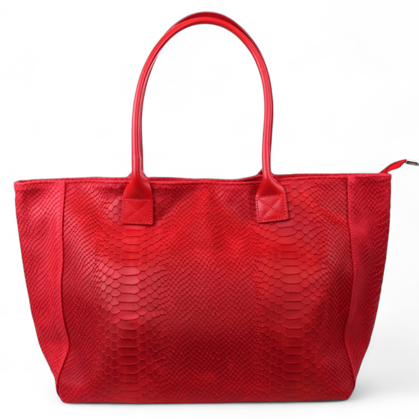 LOLA – Italian Python-Embossed Leather Bag – Red