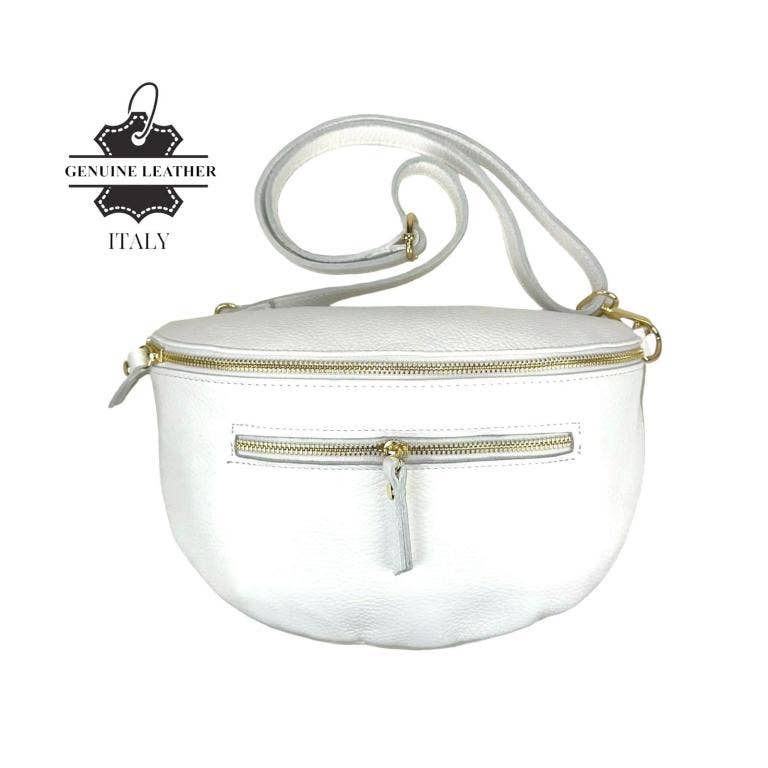 Large Italian Leather Waist/Crossbody Bag with Front Pocket