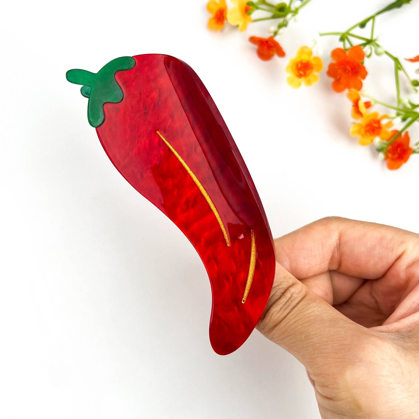 🌶️ Sweet & Spicy Pepper Hair Claw – Fun Acetate Clip