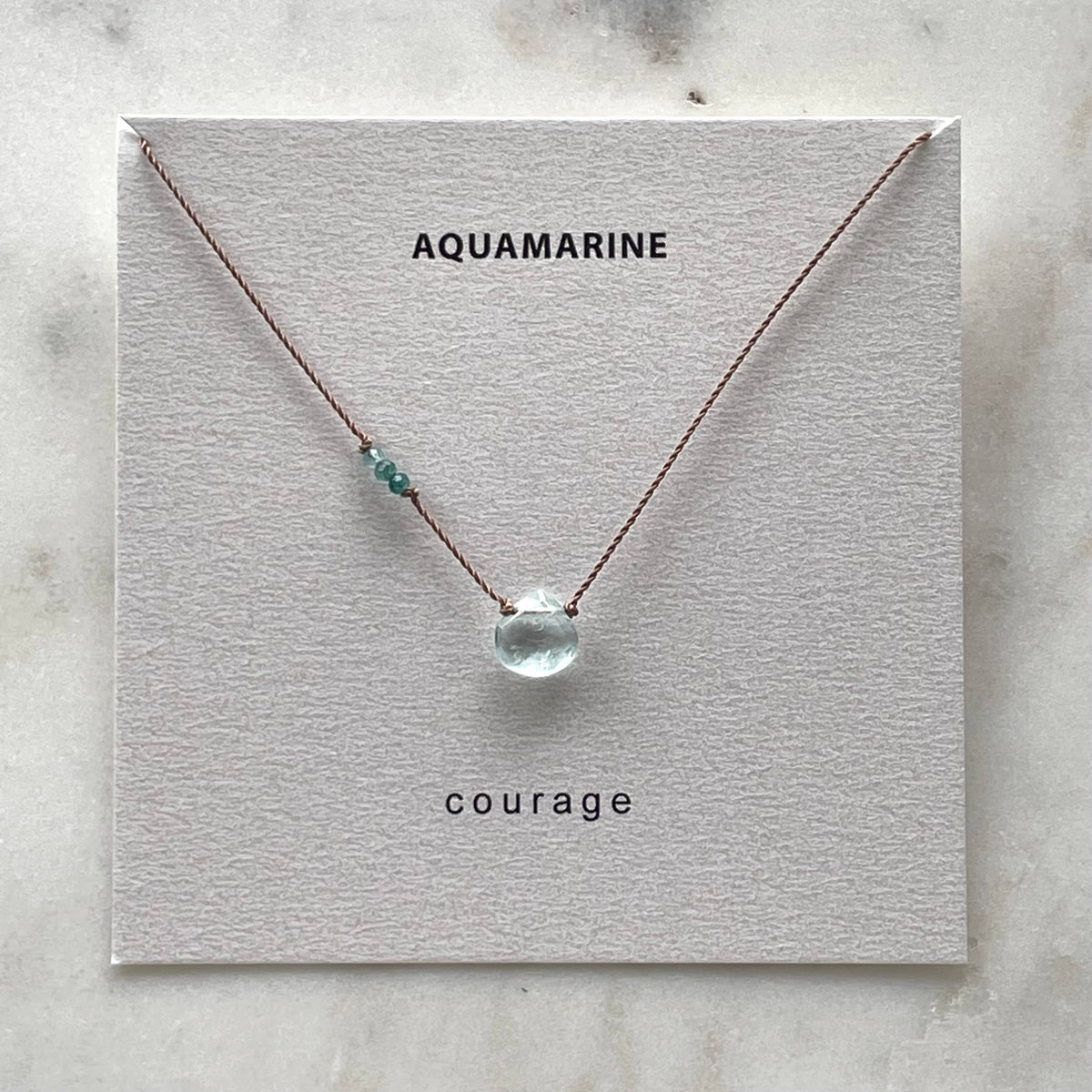 Aquamarine and Emerald Courage Necklace, Valentine's Day