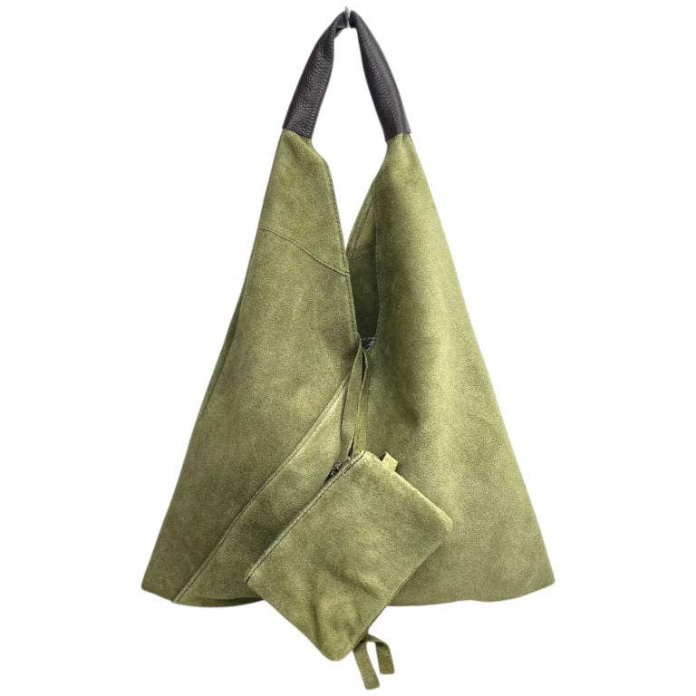 Suede Leather Shoulder Bag with Coin Purse