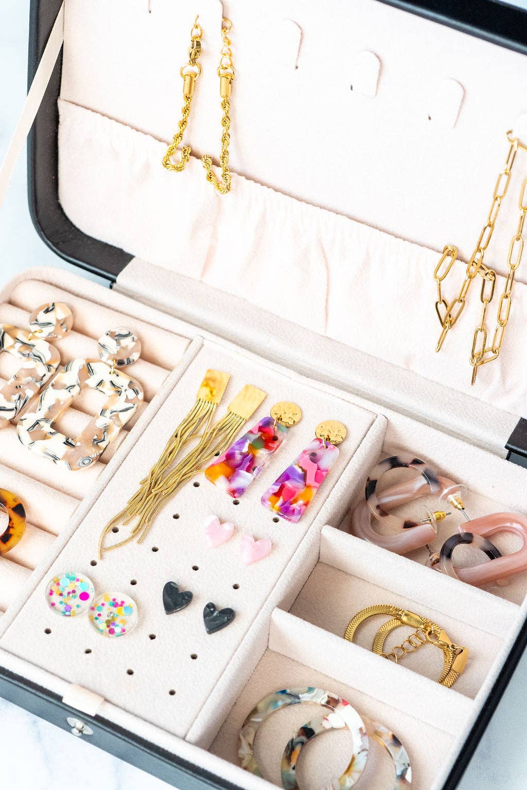 Jewelry Travel Case Box - Black // Gift, Storage