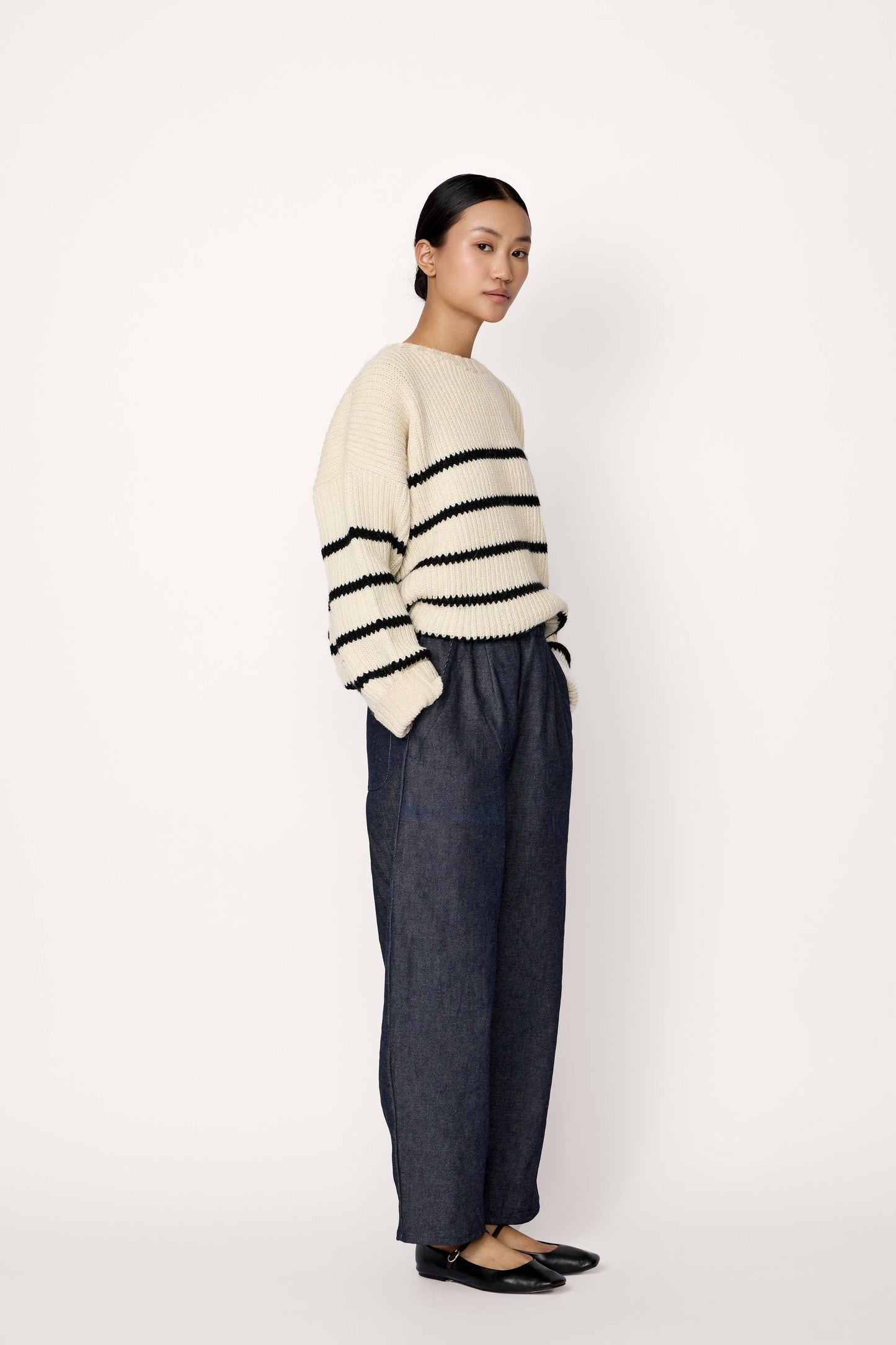 Cropped Field Sweater - Stripe