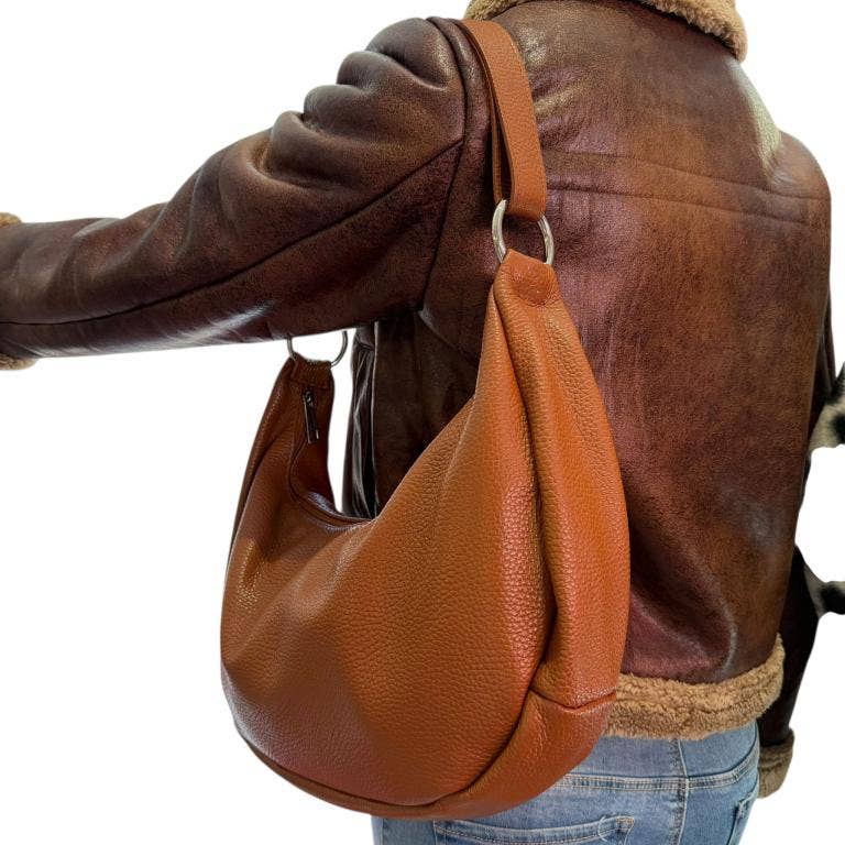 Italian Leather Crescent Design Shoulder Bag 58038