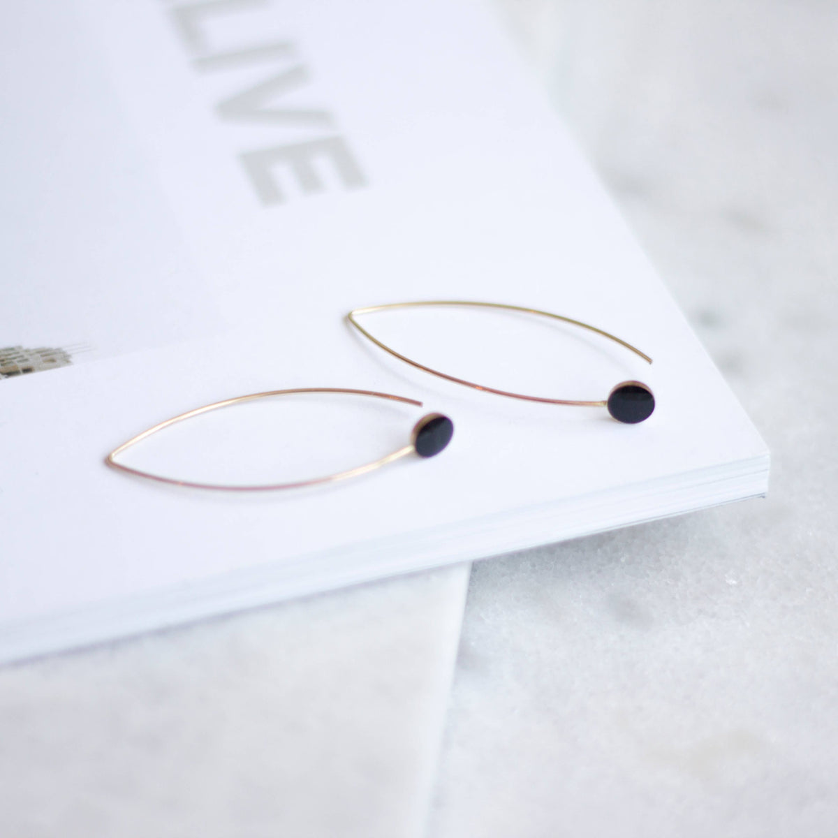 Onyx Marquise Hoops