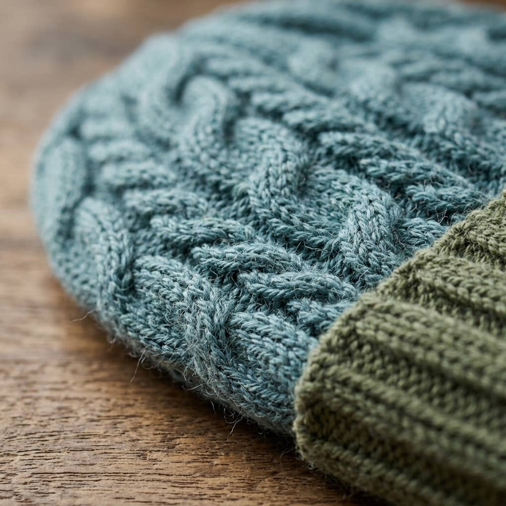 Alpaca Beanie Hat - Braided - Fern