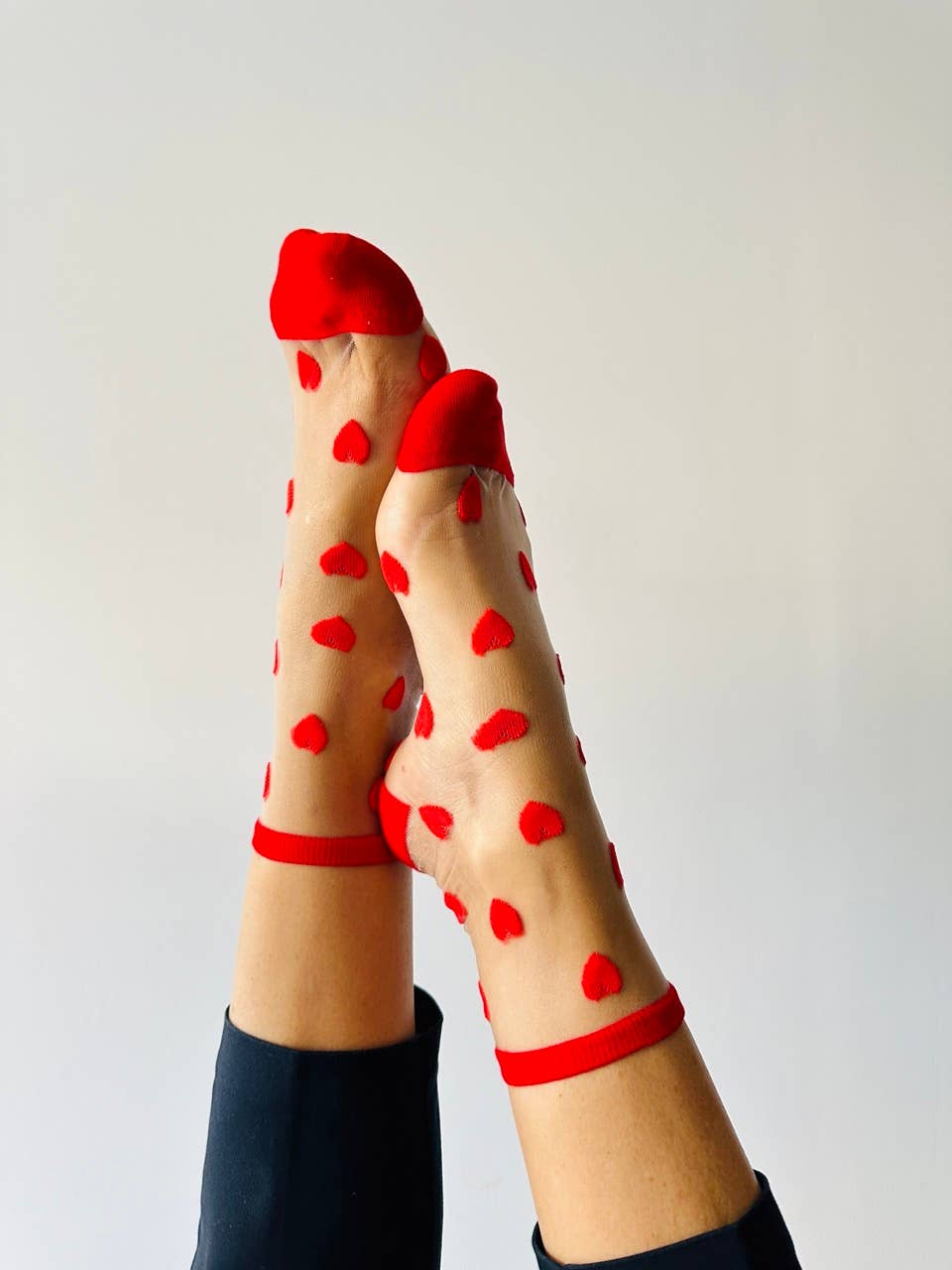 Laure socks with red hearts - ankle socks