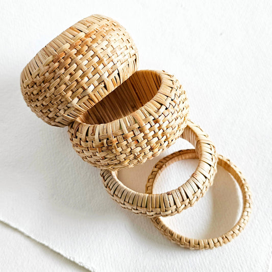 Rattan Cane Bangle Bracelet Set #BX42