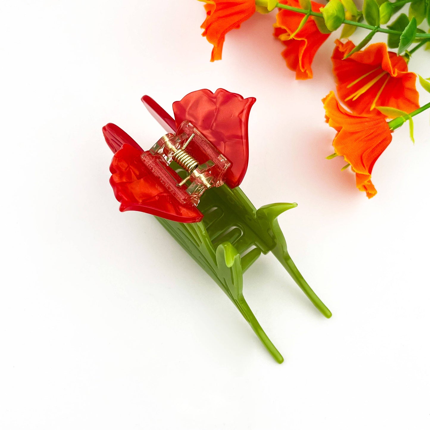 Double Tulip Acetate Claw Clip – Elegant Floral Hair Clip