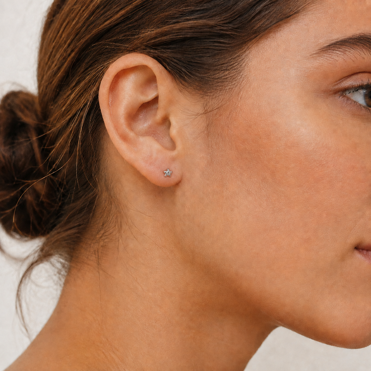 Puffy Star Stud Earring in Sterling Silver