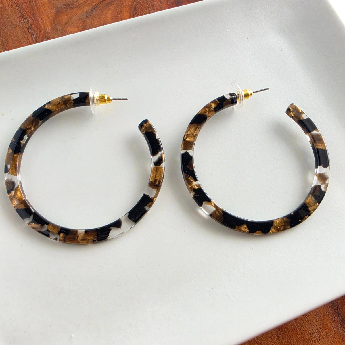Cameron Hoops - Black & Bronze // Fall, Holiday, Earrings