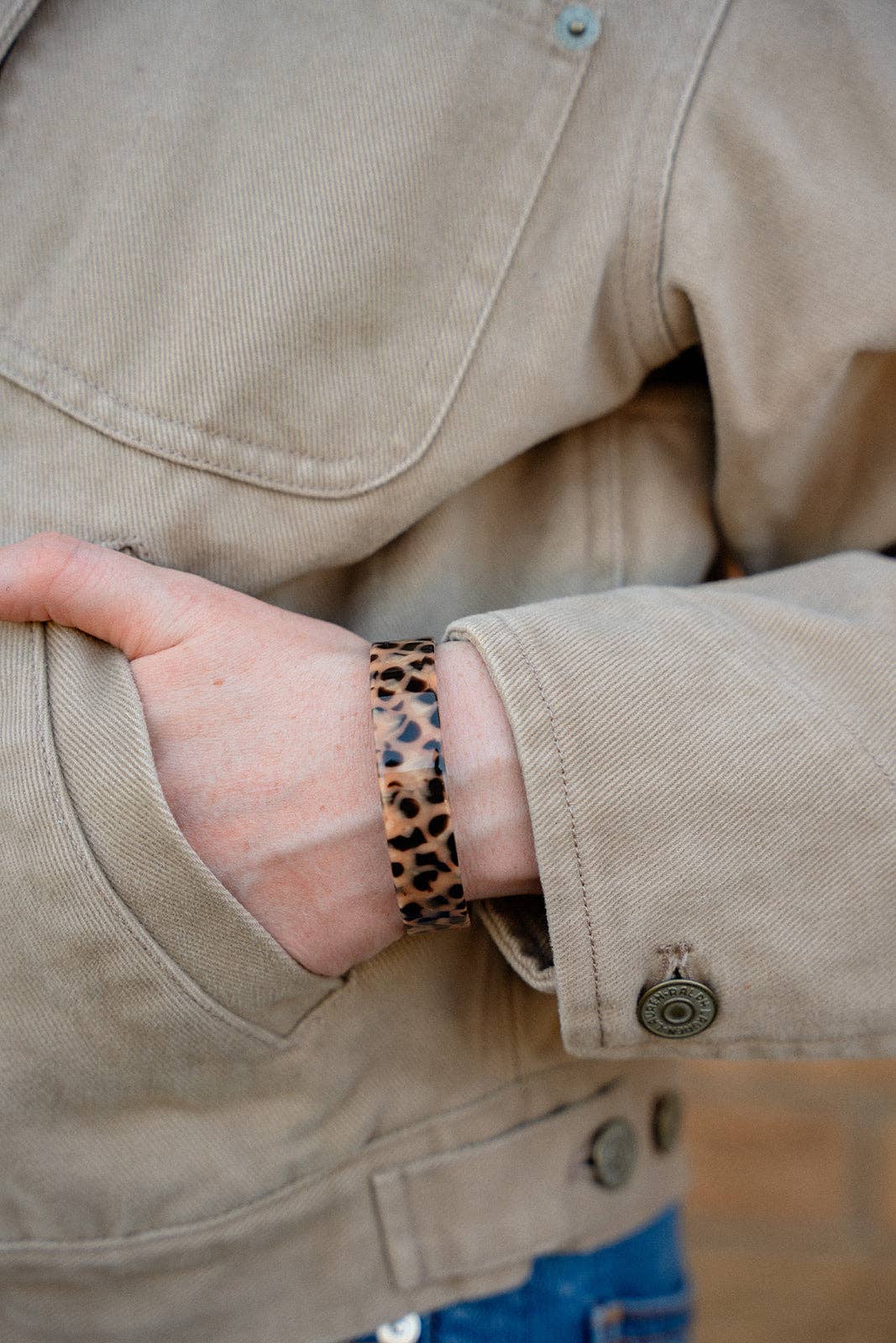 Brynn Bracelet - Cheetah - Standard // Acrylic Cuff Bangle