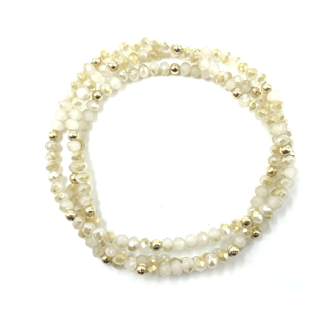 #EE - OG Shimmer Bracelet Stack in Winter White + Gold Filled