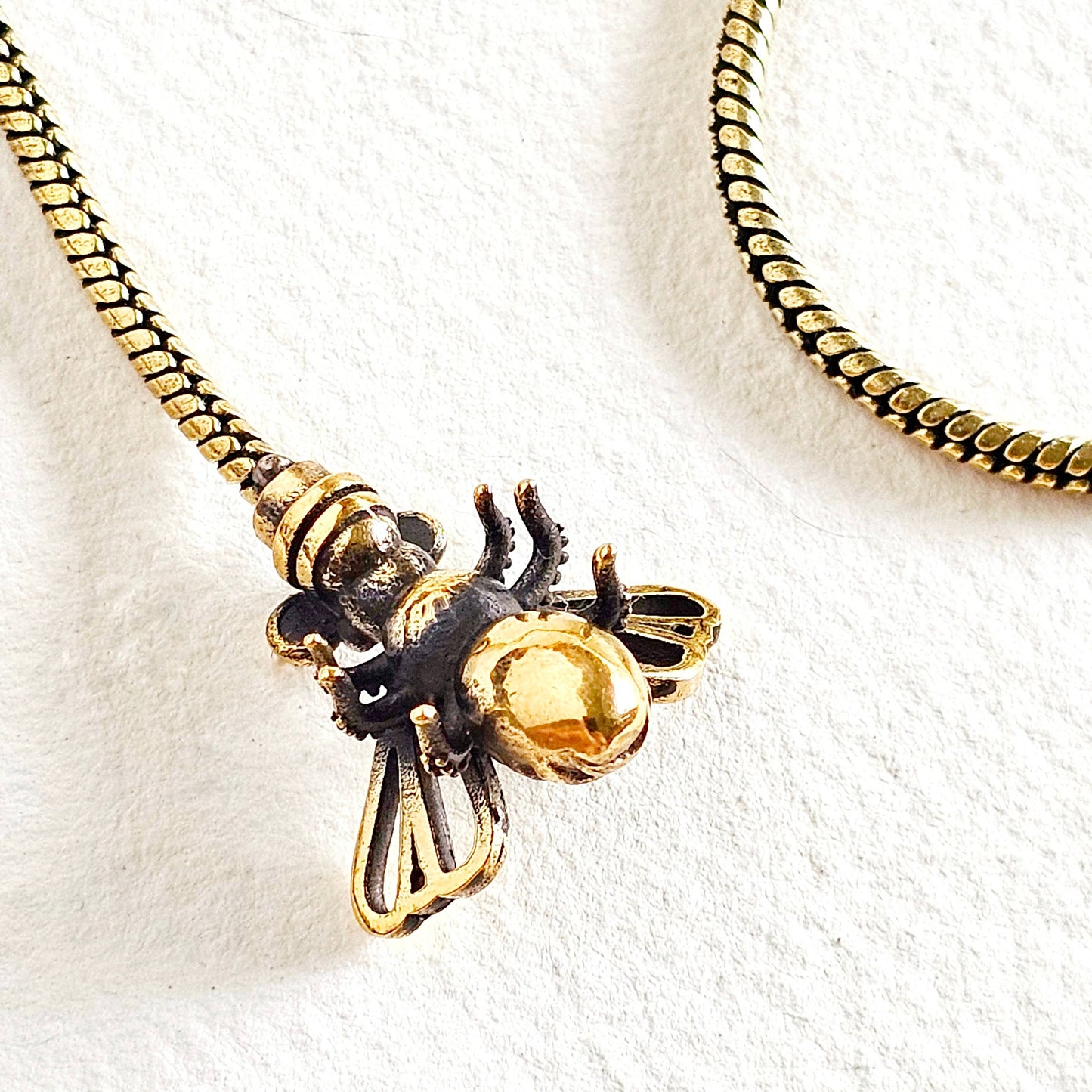Brass Bee Honeycomb Chain Lariat Necklace BX37