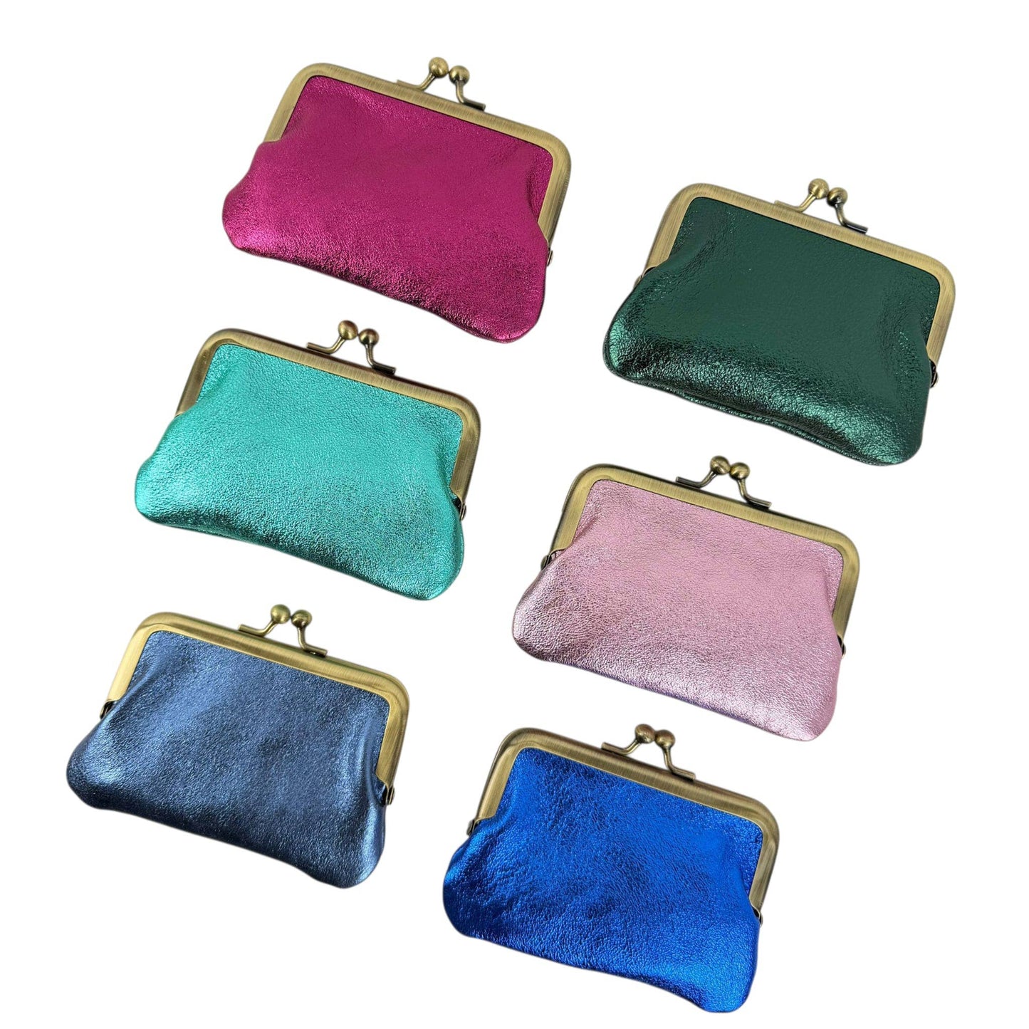 Italian Metallic Leather Wallet with Click