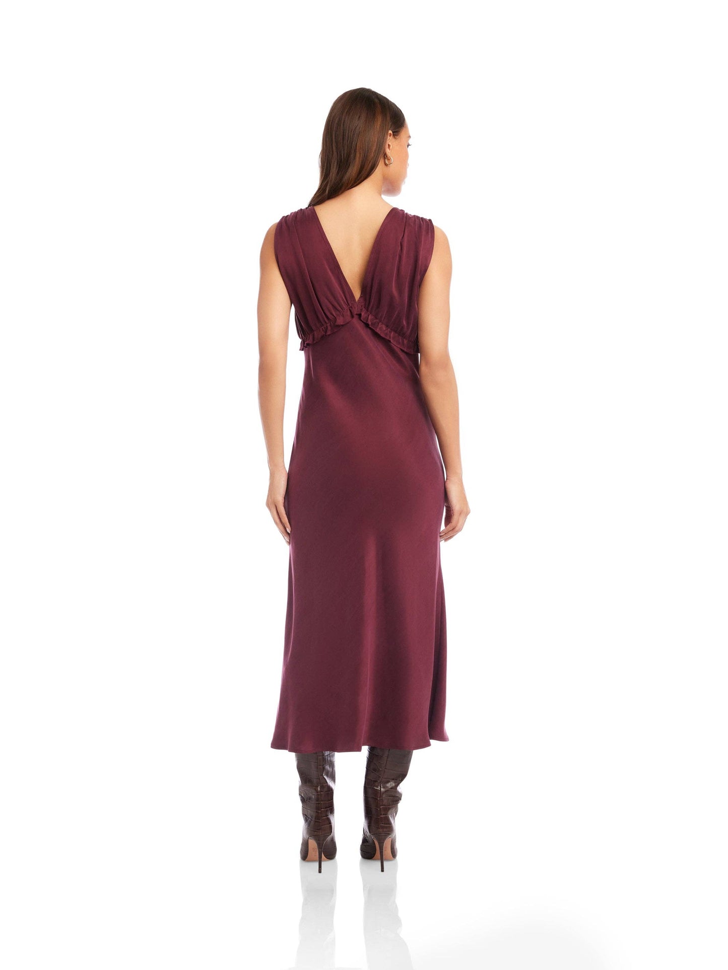 Cierra Ruffle Detail Midi Dress