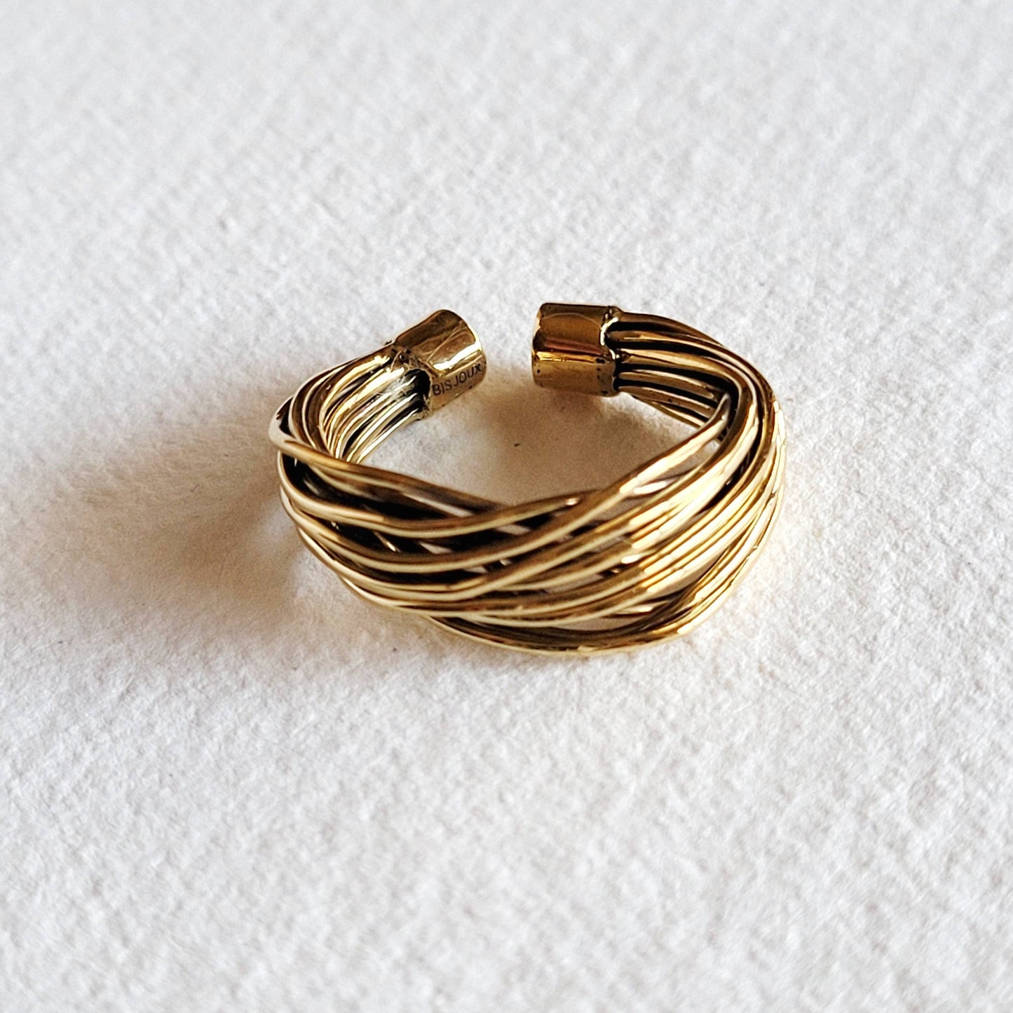 Twiggy Brass twig wire layered cuff bangle bracelet ring